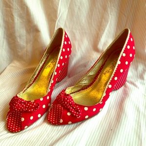Sam Edelman Polka Dot Peep Toe Wedge